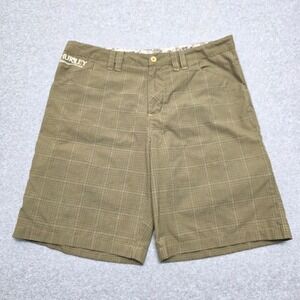 Hurley Mens Plaid Board Shorts Olive Green Tan Size 38 Freedom of Choice Surf